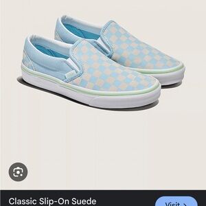 Vans Kids Slip-On Sneakers - Light Blue and Cream